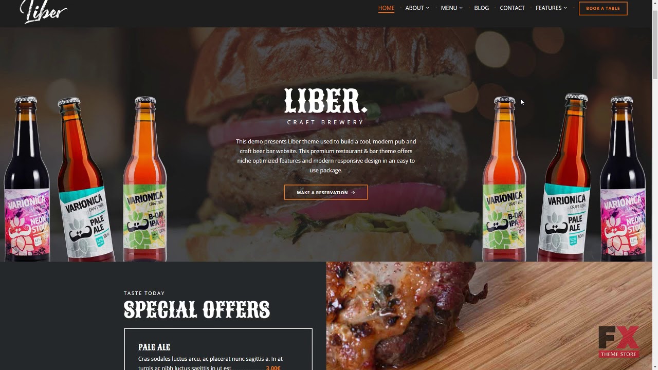 Liber - Restaurant & Bar WordPress Theme WordPress Theme TMT | Free T