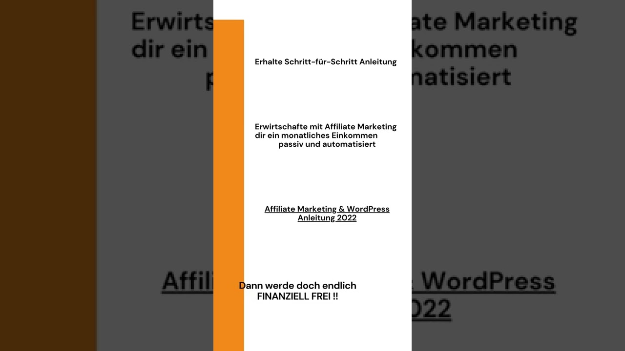 Affiliate Marketing & WordPress Anleitung 2022 #shorts