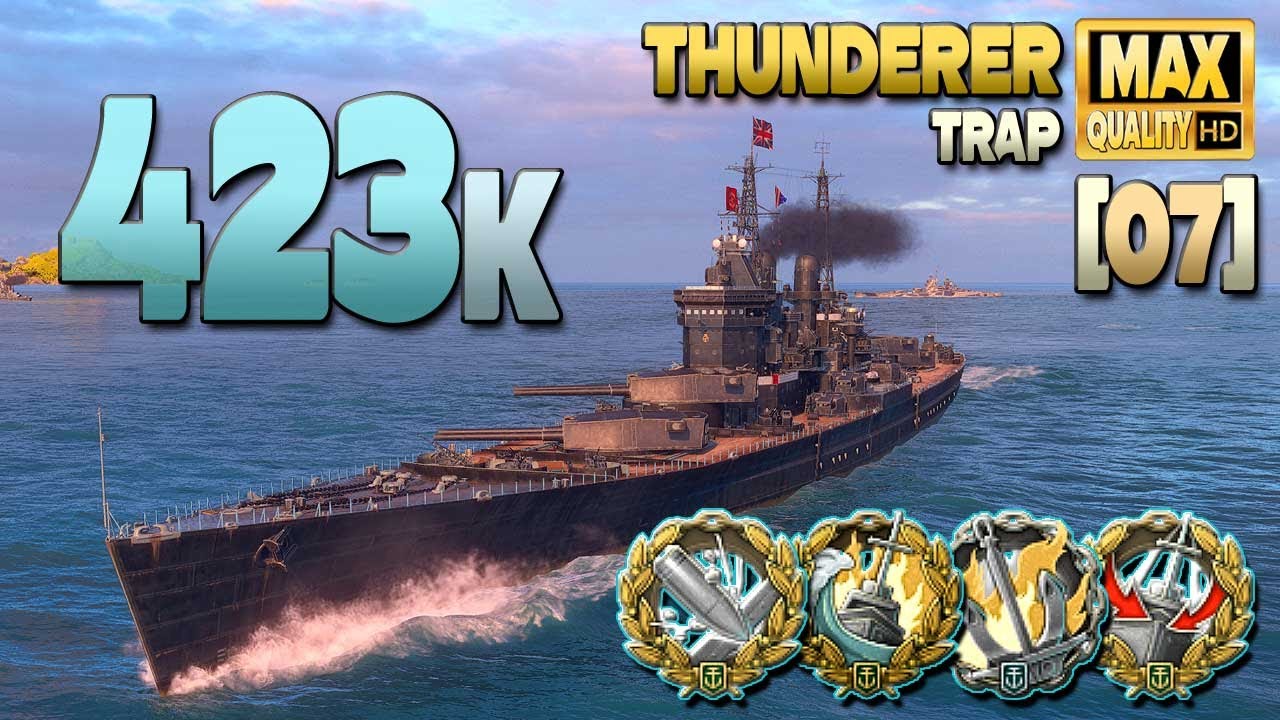 Battleship Thunderer: Huge game on map Trap [O7] - World of Warships