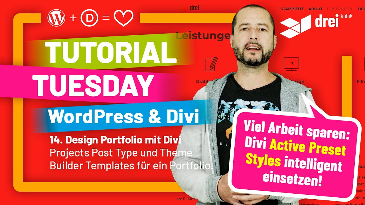 WordPress & Divi Tutorial 2022 Deutsch, 14: Portfolio mit Custom Post Type "Projects" von Divi