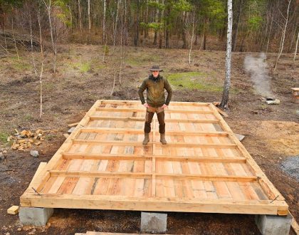 Building an Off Grid Log Cabin for Recreation, With Insulated Floor | Hunting, Cooking Pheasant
