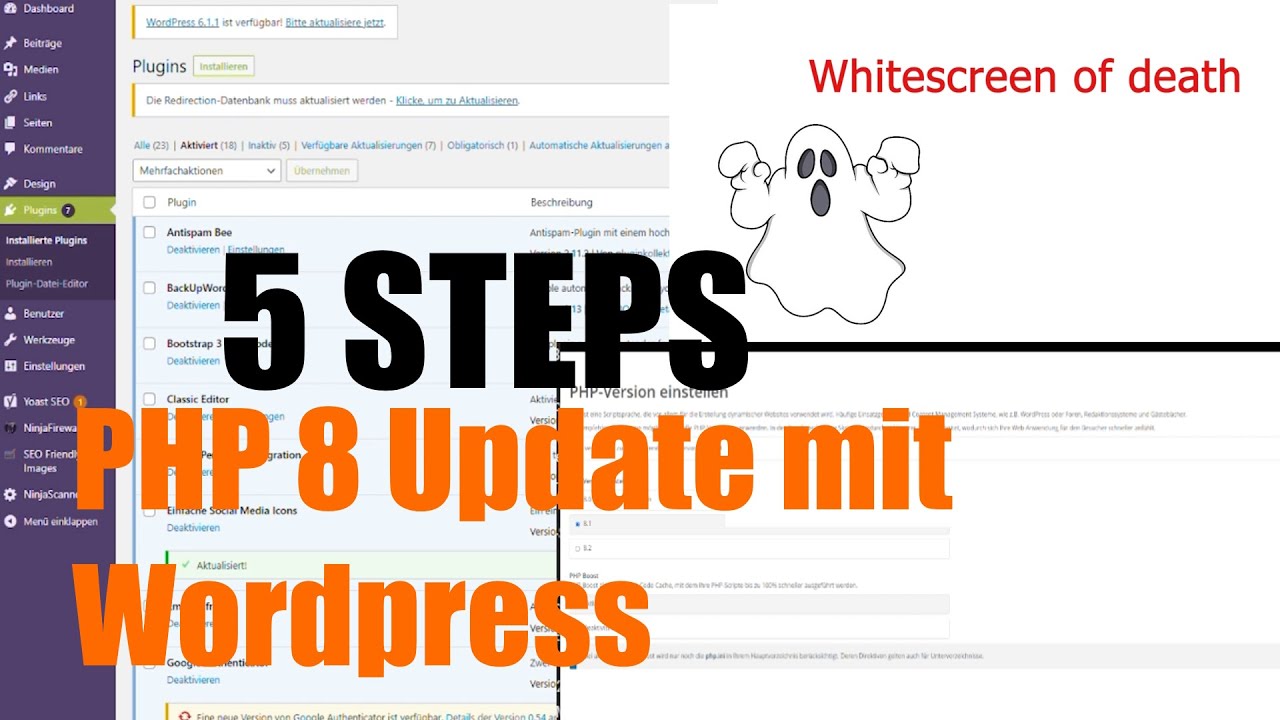 In 5 Schritten Wordpress auf PHP8 umstellen -  Optional: Weiße Startseite Wordpress beheben
