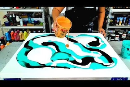 DREAM CLOUDS - *NEW Series* - Turquoise + Liquid Gold! - Acrylic Painting / Acrylic Pouring